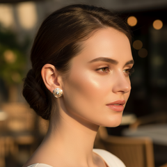 925 Sterling Silver Bloom Mesh Studs (Rosegold)