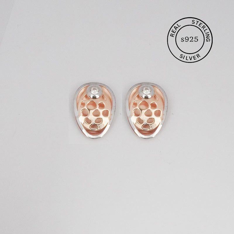 925 Sterling Silver Veil Studs (Rosegold)