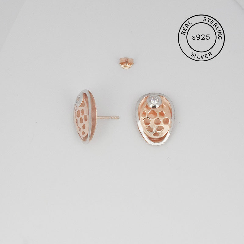 925 Sterling Silver Veil Studs (Rosegold)