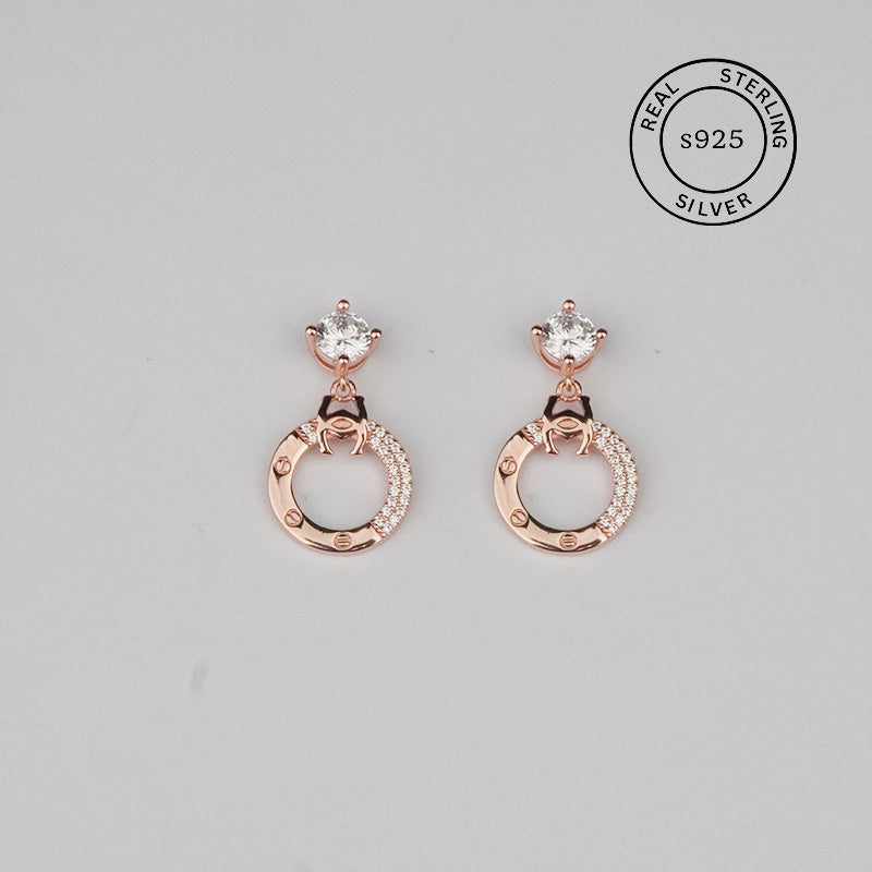 925 Sterling Silver Luna Loop Dangles (Rosegold)
