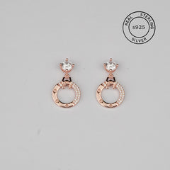 925 Sterling Silver Luna Loop Dangles (Rosegold)