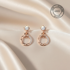 925 Sterling Silver Luna Loop Dangles (Rosegold)