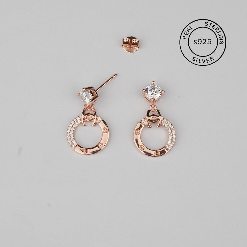 925 Sterling Silver Luna Loop Dangles (Rosegold)