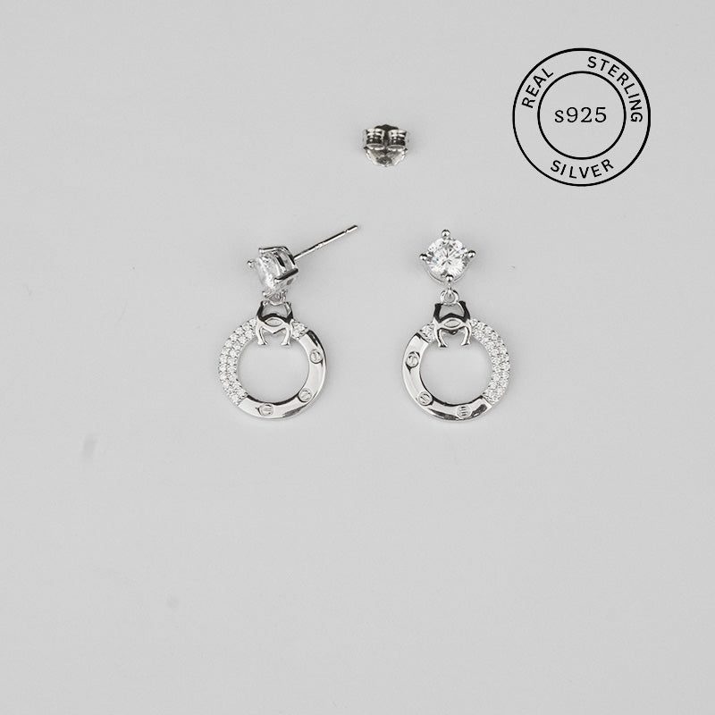 925 Sterling Silver Luna Loop Dangles (Silver)
