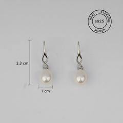 925 Sterling Silver Twist Pearl Drop Earrings