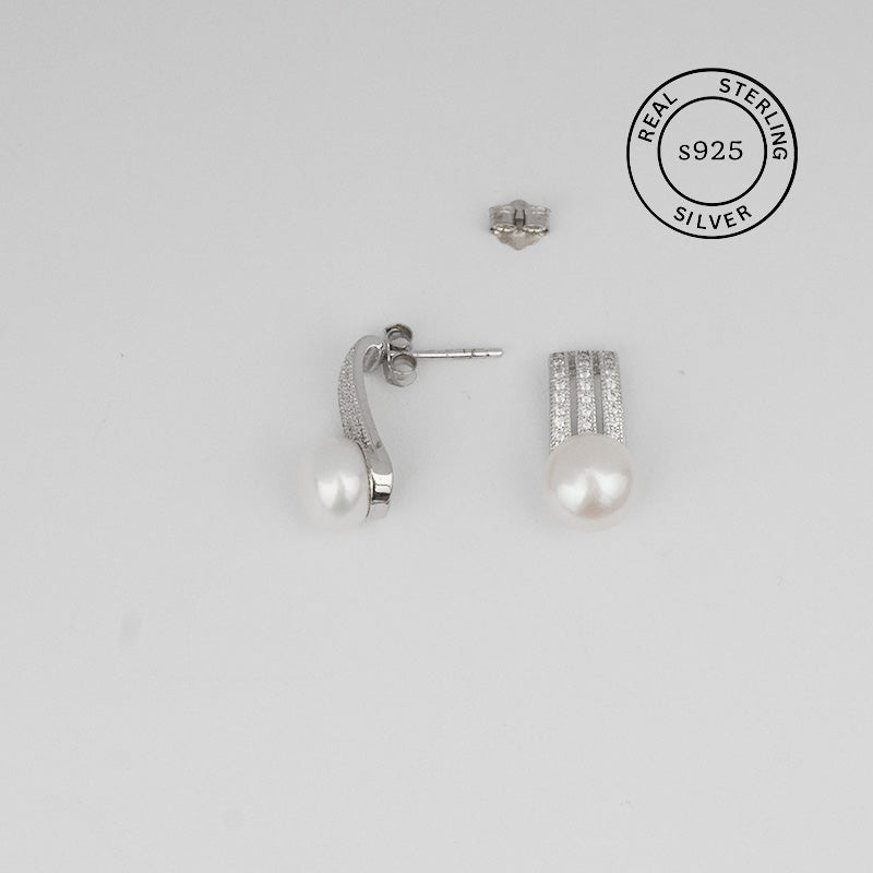 925 Sterling Silver Minimal Pearl Drop Earrings