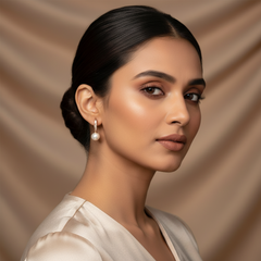 925 Sterling Silver Pearl Hoop Earrings (Rosegold)