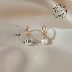 925 Sterling Silver Pearl Hoop Earrings (Rosegold)