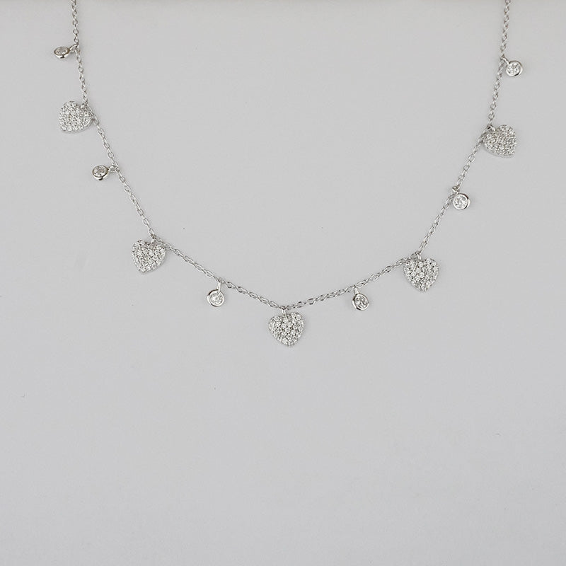 925 Sterling Silver Zircon Love Necklace
