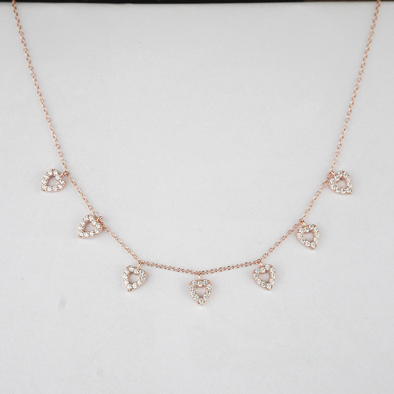 925 Sterling Silver Rosegold Blush Heart Necklace