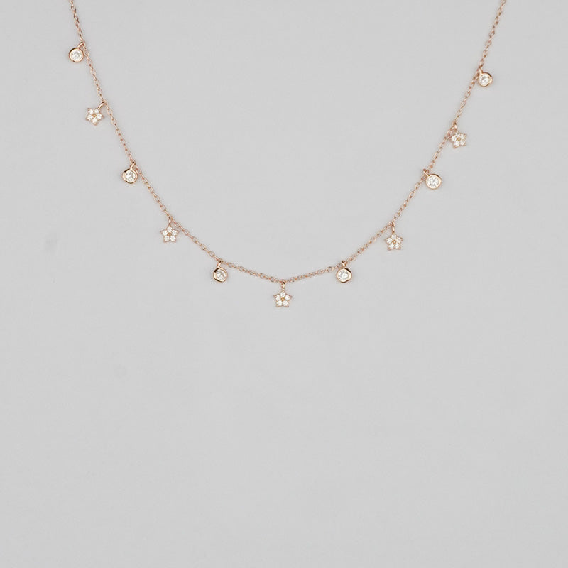 925 Sterling Silver Rosegold Stellar Grace Necklace