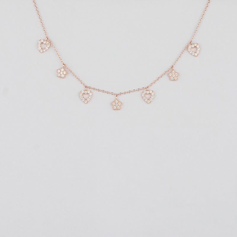 925 Sterling Silver Rosegold Royal Blush Necklace