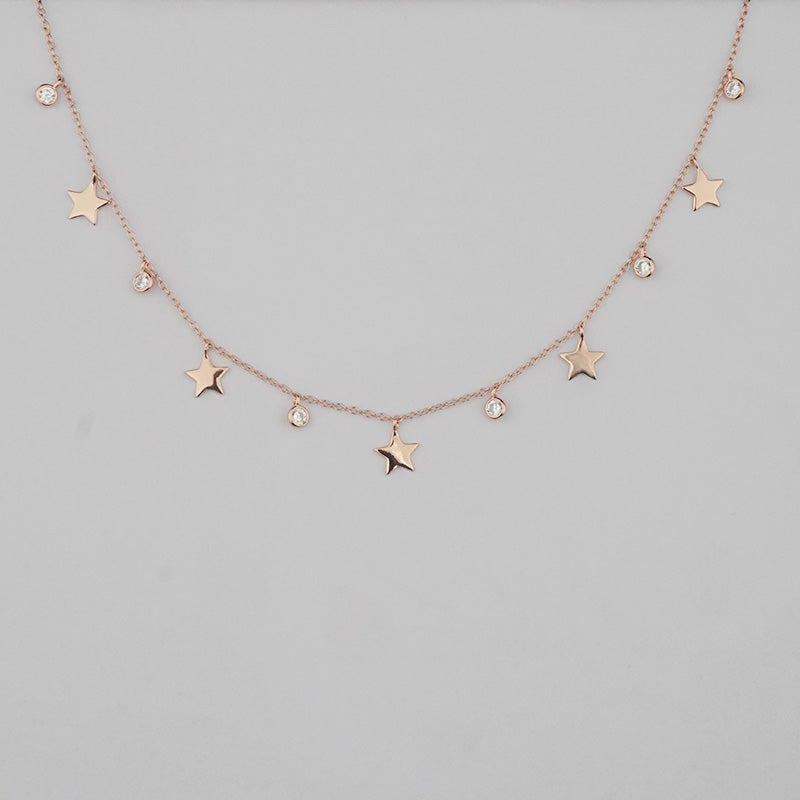 925 Sterling Silver Rosegold Celestial Edge Necklace