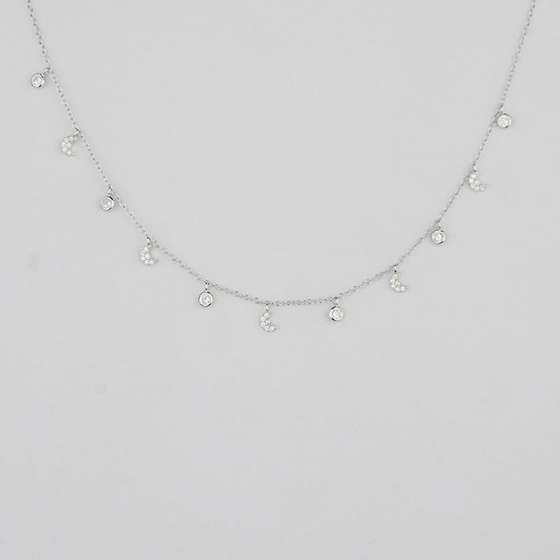 925 Sterling Silver Moon Lit Necklace