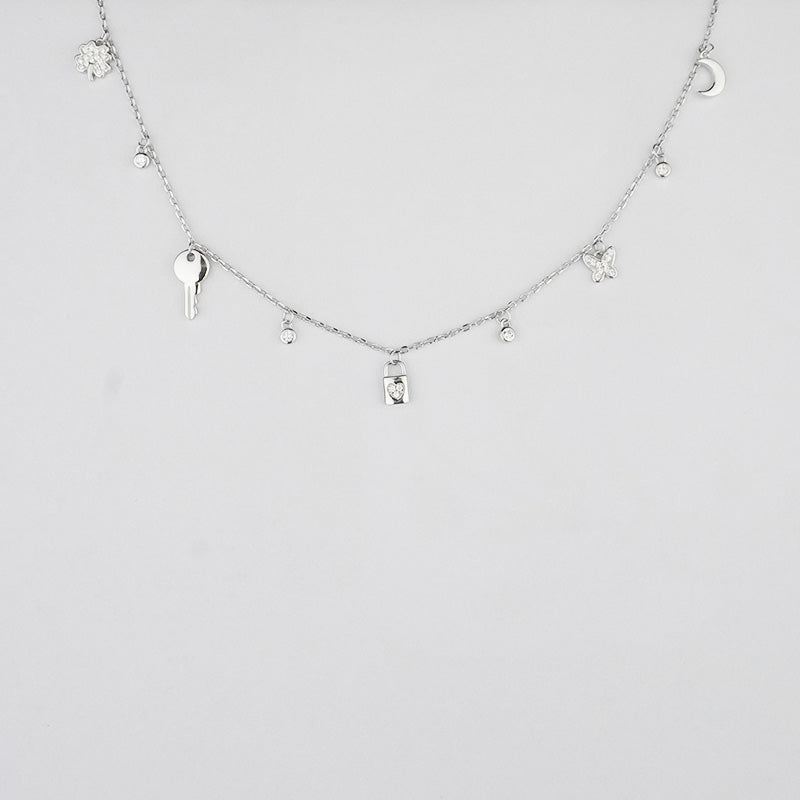 925 Sterling Silver Charm Code Necklace
