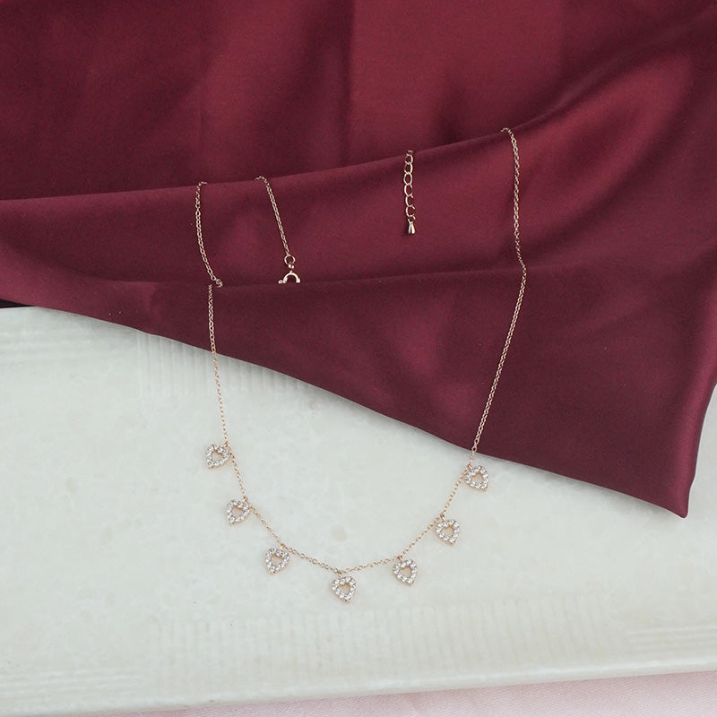 925 Sterling Silver Rosegold Blush Heart Necklace