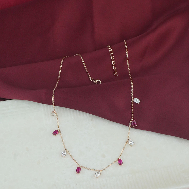925 Sterling Silver Rosegold Dual Spark Necklace