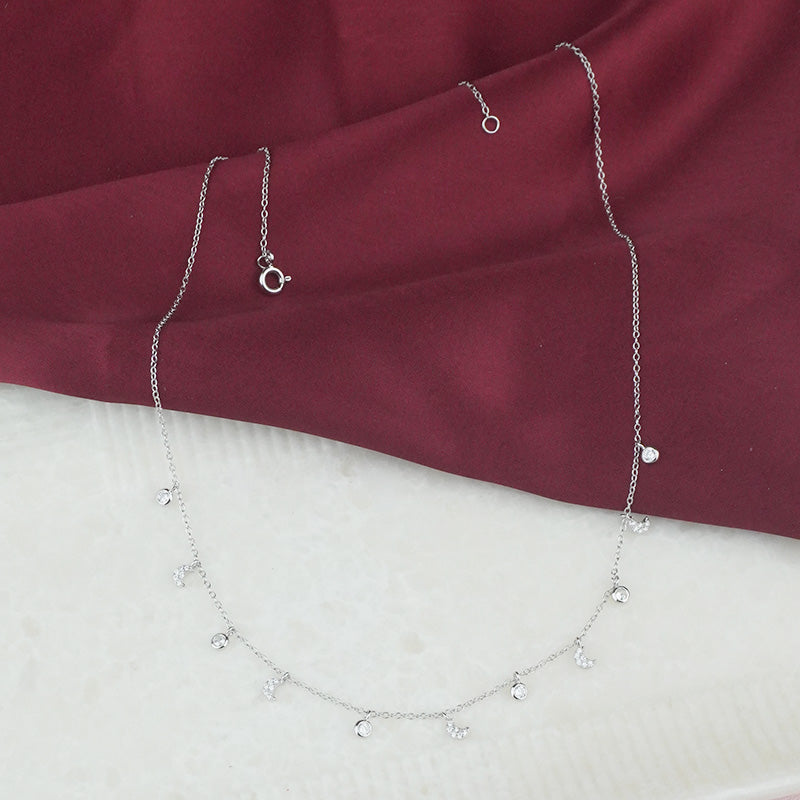 925 Sterling Silver Moon Lit Necklace