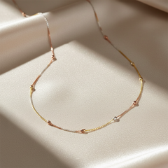 925 Sterling Silver Tricolor Beaded Chain