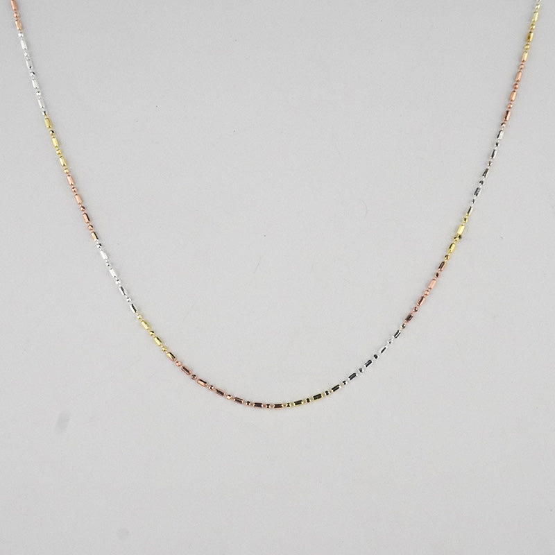 925 Sterling Silver Tricolor Link Chain