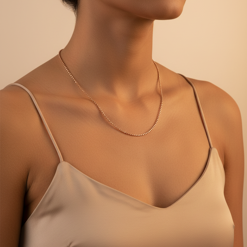 925 Sterling Silver Rosegold Bead Chain