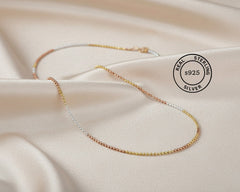 925 Sterling Silver Tricolor Dainty Bead