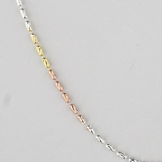 925 Sterling Silver Tricolor Beaded Chain
