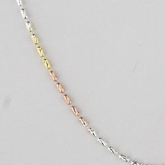 925 Sterling Silver Tricolor Beaded Chain