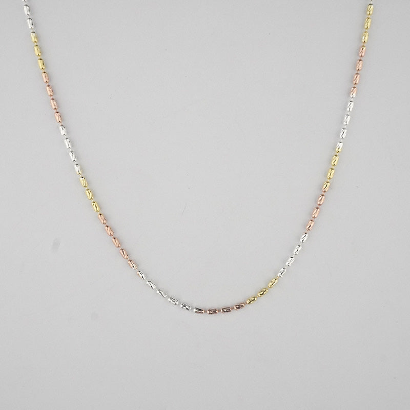 925 Sterling Silver Tricolor Beaded Chain