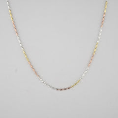 925 Sterling Silver Tricolor Beaded Chain
