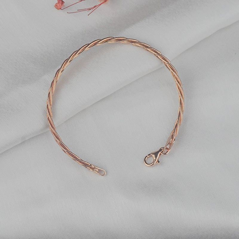 925 Sterling Silver Rose gold Twist Elegance Bracelet