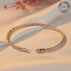 925 Sterling Silver Rose gold Twist Elegance Bracelet