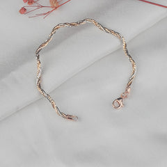 925 Sterling Silver Rosegold Dual Tone Twist Bracelet