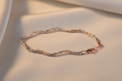 925 Sterling Silver Rosegold Dual Tone Twist Bracelet