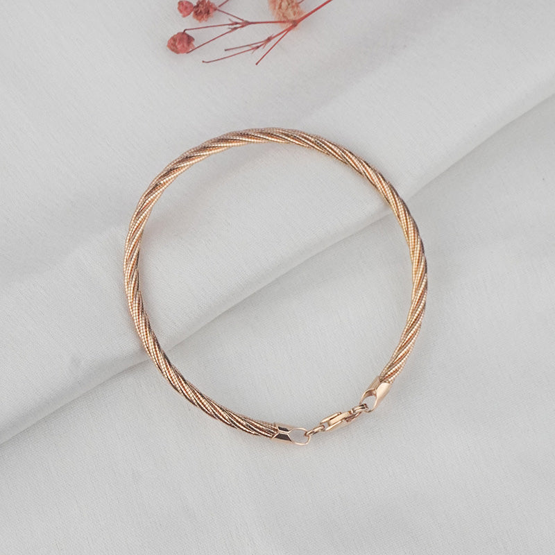 925 Sterling Silver Rosegold Twist Bracelet