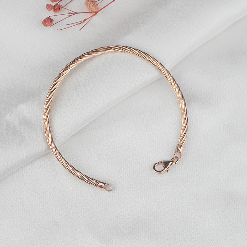 925 Sterling Silver Rosegold Twist Bracelet