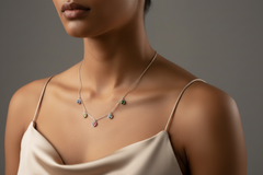 925 Sterling Silver Rainbow Drop Charm Necklace