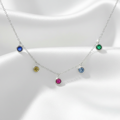 925 Sterling Silver Rainbow Drop Charm Necklace