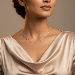 925 Sterling Silver Classic Spark Drop Charm Necklace