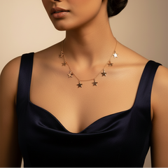 925 Sterling Silver Rosegold Starfall Charm Necklace