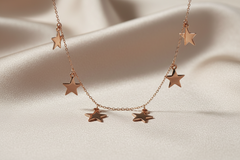 925 Sterling Silver Rosegold Starfall Charm Necklace
