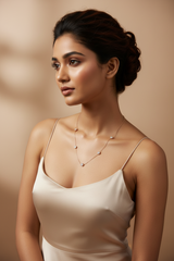 925 Sterling Silver Rosegold Halo Spark Charm Necklace