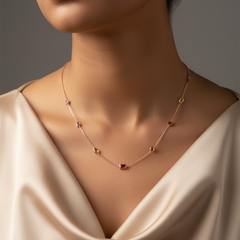 925 Sterling Silver Rosegold Prism Charm Necklace