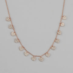 925 Sterling Silver Rosegold Heartfall Charm Necklace