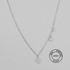 925 Sterling Silver Elegant TearDrop Charm Necklace