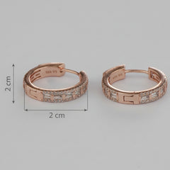 925 Sterling Silver Rosegold Luxe Grid Hoop Earrings