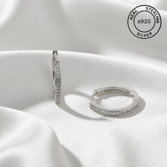925 Sterling Silver Stone Studded Huggie Hoop Earrings