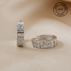 925 Sterling Silver Stone Huggie Hoop Earrings