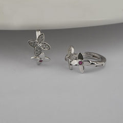 925 Sterling Silver Floral Hoop Earring