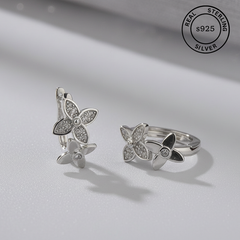 925 Sterling Silver Floral Hoop Earrings